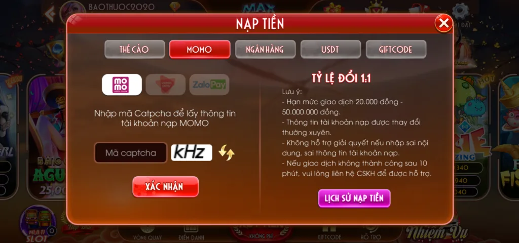 nạp momo max10